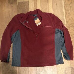 The North Face Men's Burgundy and Gray Zip-Up Sweater